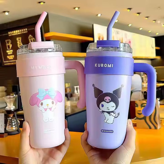 Sanrio Character Straw Cup with Handle – 600ml