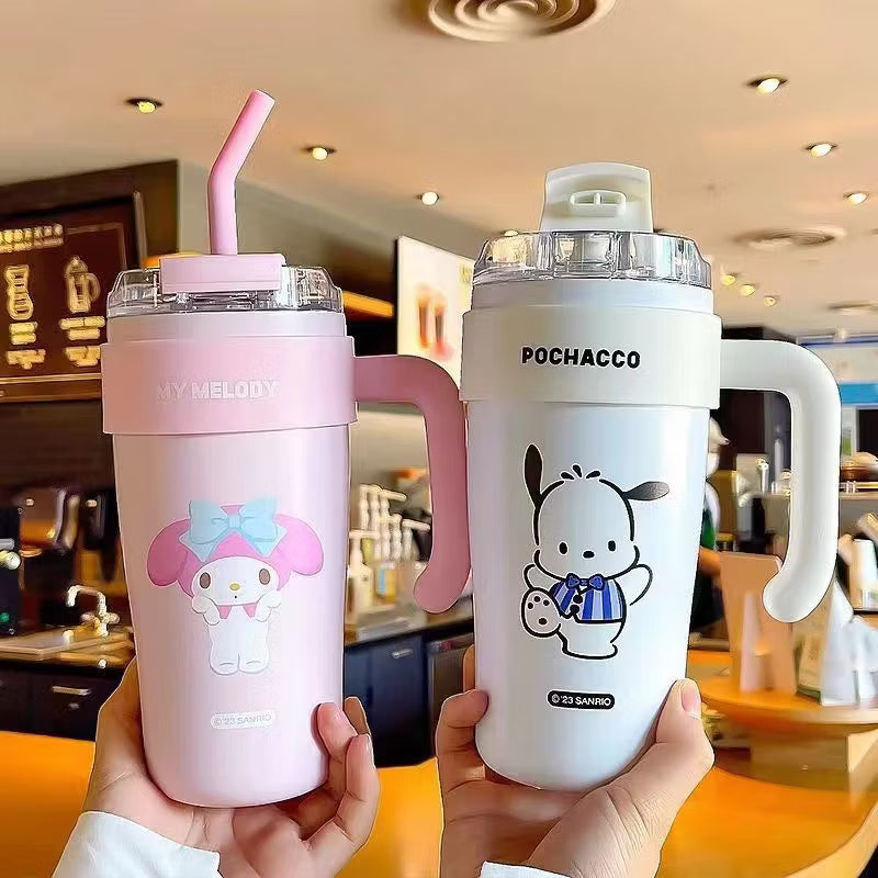 Sanrio Character Straw Cup with Handle – 600ml