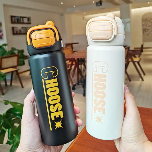 “CHOOSE” Leak-Proof Flip Lid Thermos Water Bottle – 500ml
