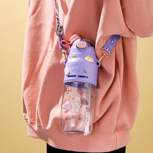 Kawaii Animal Kids Water Bottle with Strap – 1000ml
