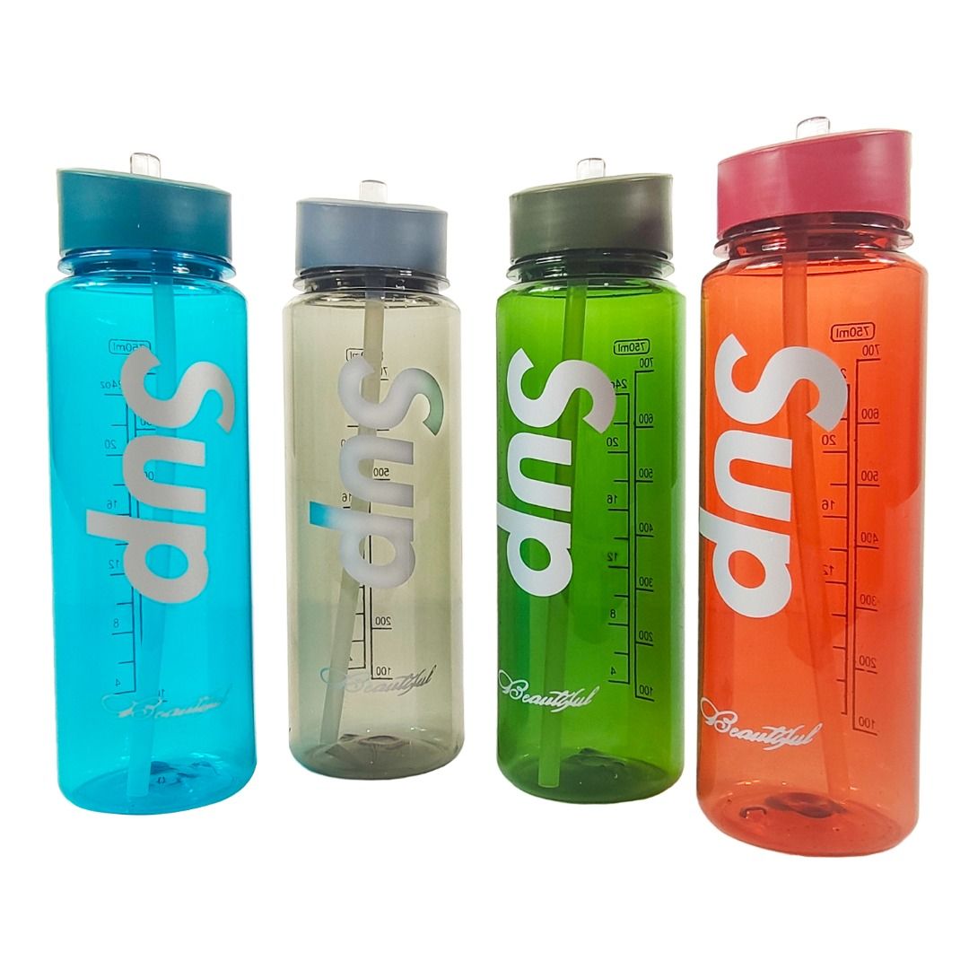 Transparent Sports Water Bottle with Flip Lid & Measurement Scale