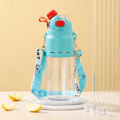 Kawaii Animal Kids Water Bottle with Strap – 1000ml